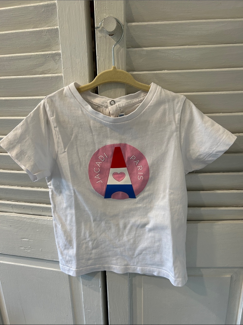 Girls' White Graphic Tee with Pink & Blue Logo